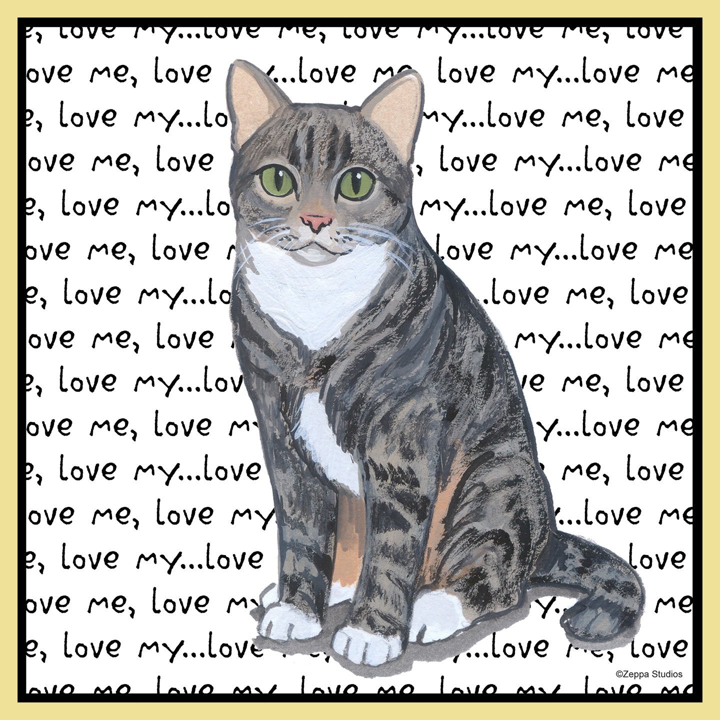 Tabby Love Text - Adult Unisex T-Shirt