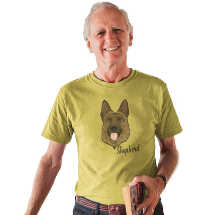 Black & Tan German Shepherd Headshot - Adult Unisex T-Shirt