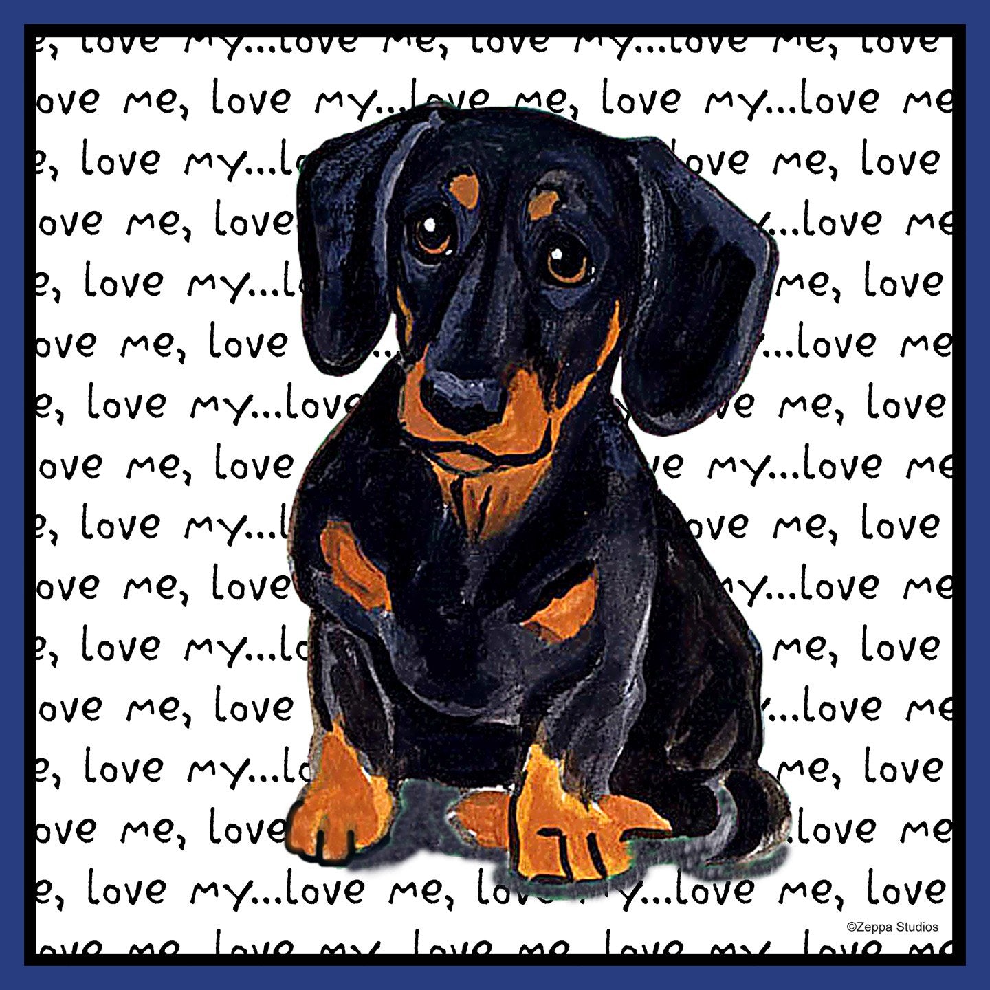 Black Dachshund Love Text - Women's Fitted T-Shirt