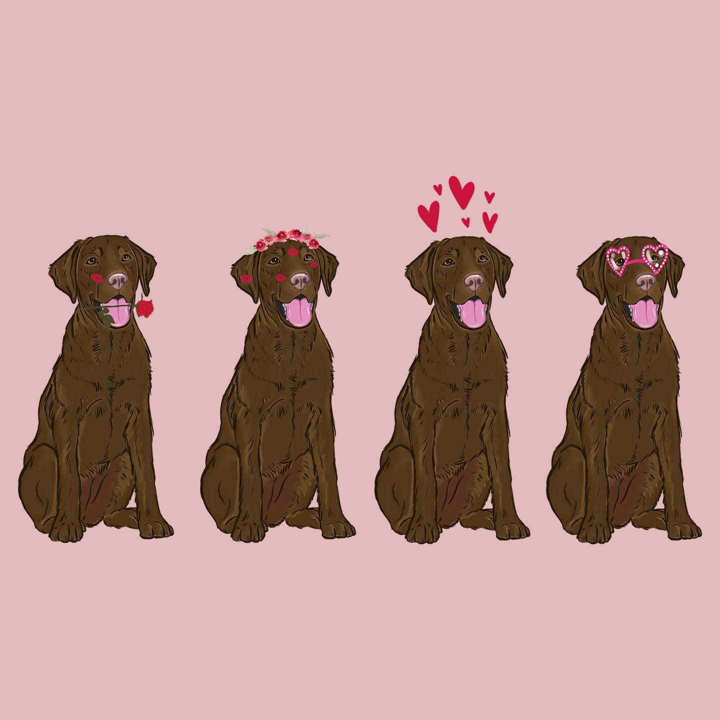 Chocolate Lab Love Line Up - Women's Fitted T-Shirt