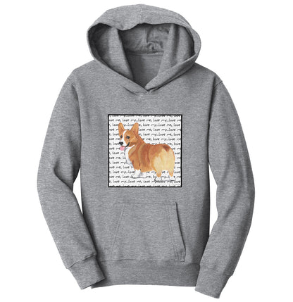 Corgi Love Text - Kids' Unisex Hoodie Sweatshirt