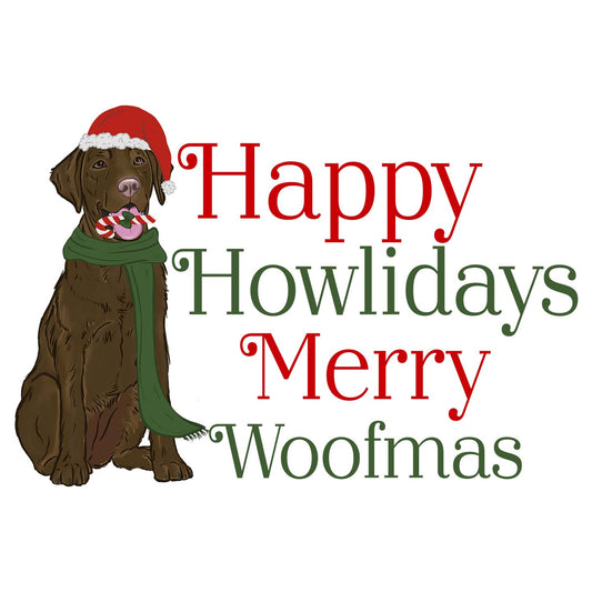 Merry Woofmas Chocolate Lab - Adult Unisex Long Sleeve T-Shirt