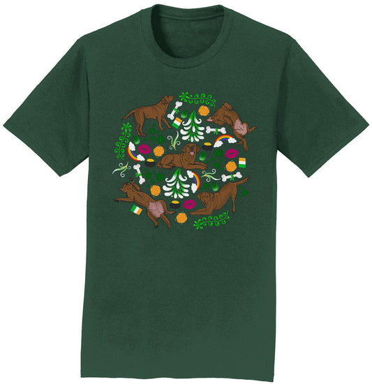 Animal Pride - Chocolate Labrador Green Fleur Design - Adult Unisex T-Shirt