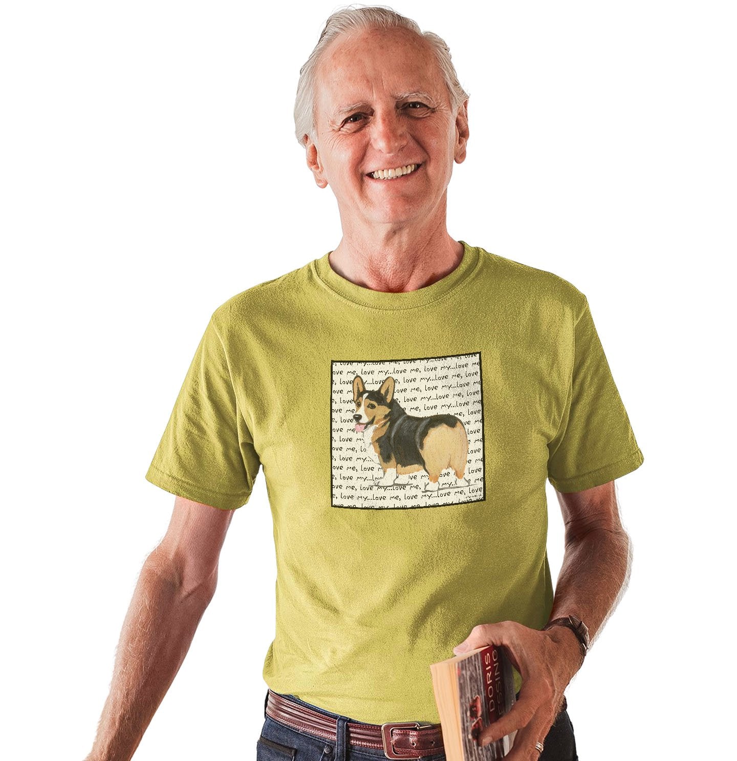 Animal Pride - Tri Color Corgi Puppy Love Text - Adult Unisex T-Shirt