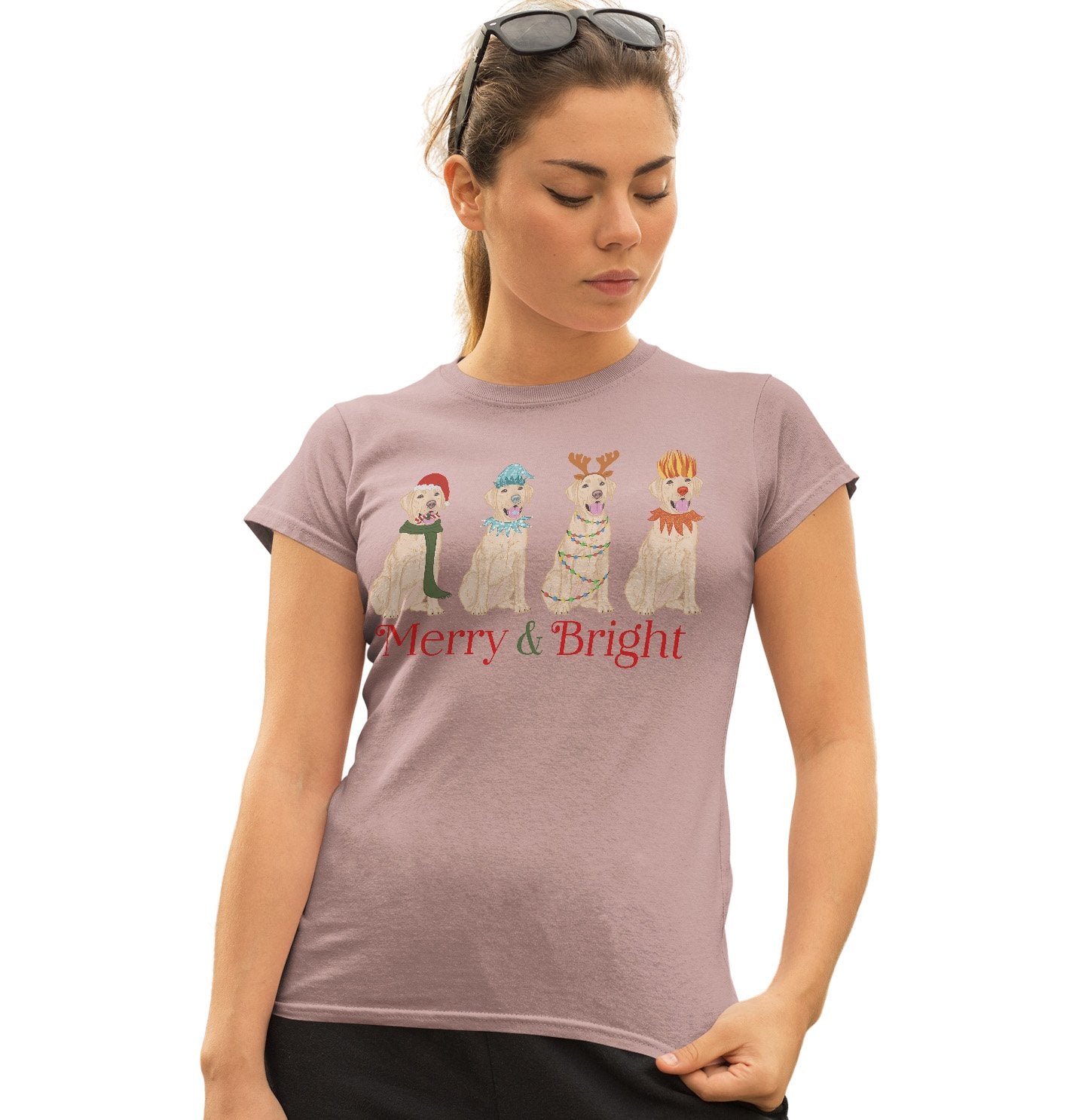 Animal Pride - Yellow Lab Christmas Line Up - Women's Fitted T-Shirt