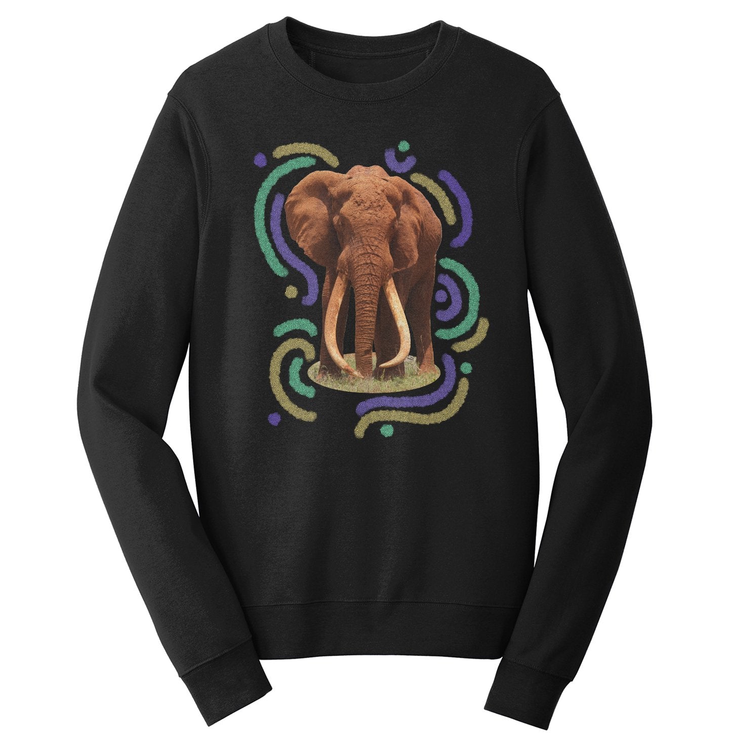 Wiggly Lines Elephant - Adult Unisex Crewneck Sweatshirt