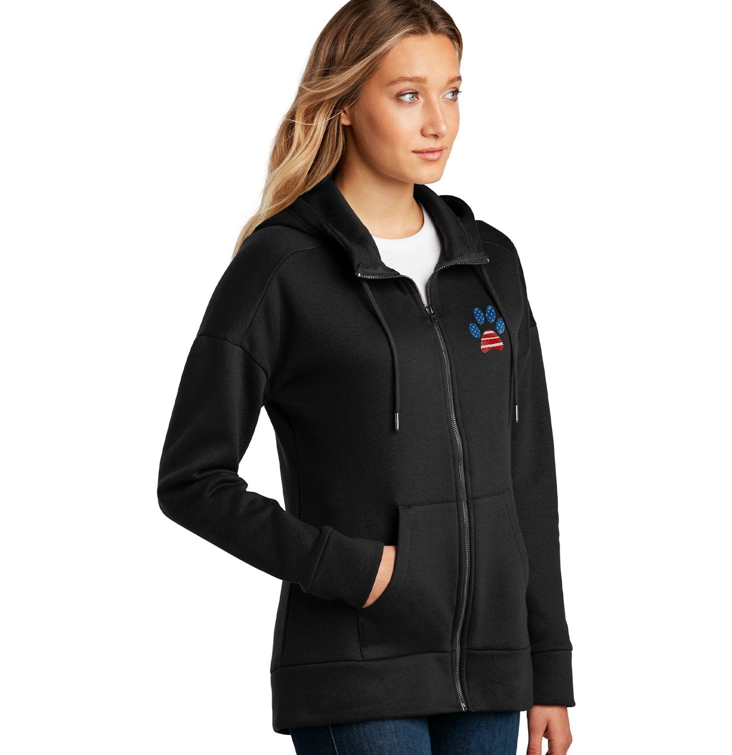 Pawtriotic Pawprint - Women's Full-Zip Hoodie Sweatshirt