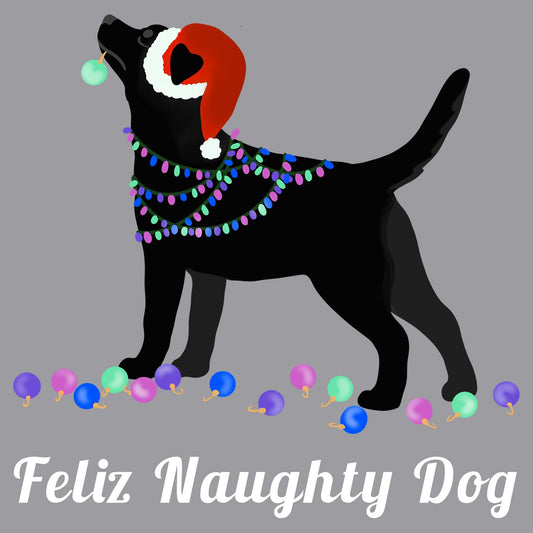 Feliz Naughty Dog Black Lab - Adult Unisex Long Sleeve T-Shirt