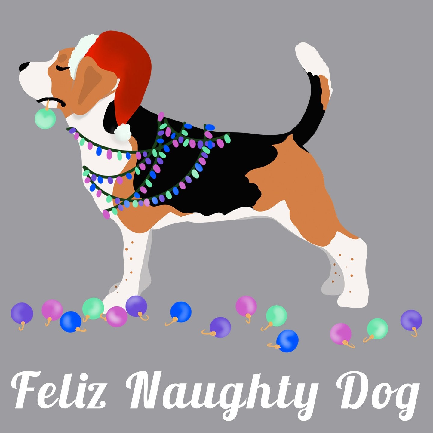 Feliz Naughty Dog Beagle - Adult Unisex Long Sleeve T-Shirt