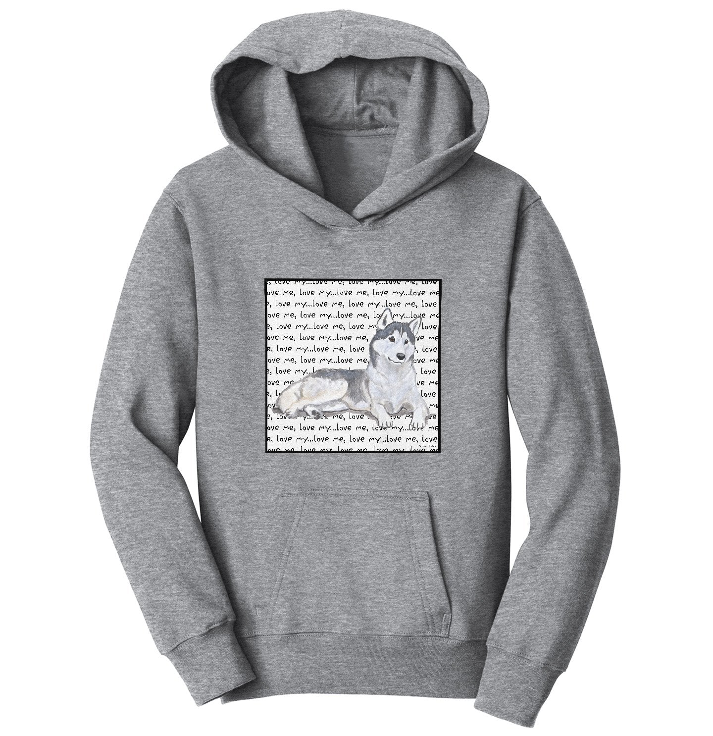 Siberian Husky Love Text - Kids' Unisex Hoodie Sweatshirt