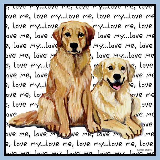 Golden Retriever Love Text Pair - Women's Fitted T-Shirt