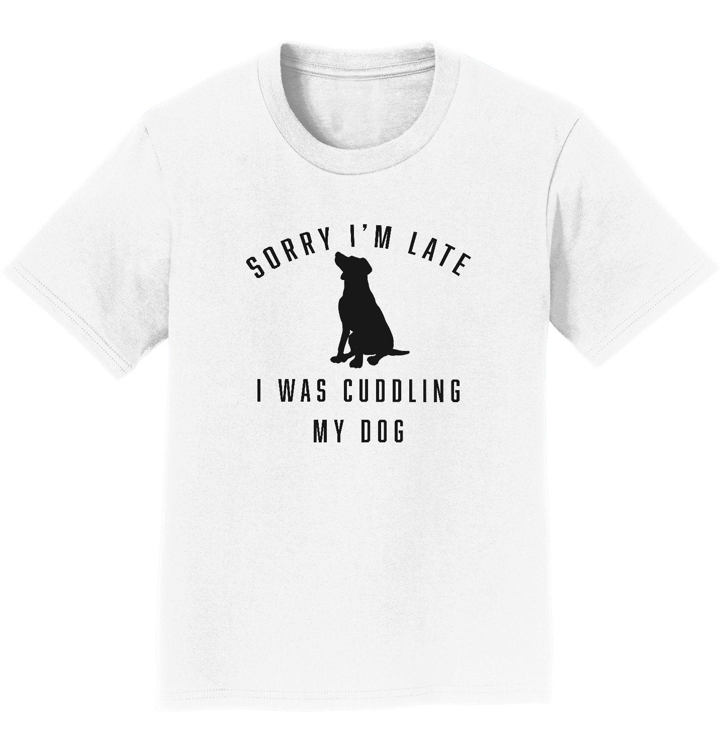 Sorry I'm Late Dog Cuddling Labrador Silhouette - Kids' Unisex T-Shirt