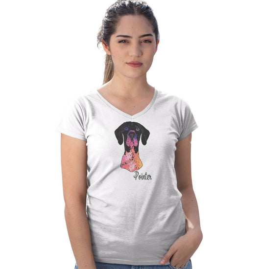 Animal Pride - Colorful German Shorthaired Pointer Headshot - Women's V-Neck T-Shirt