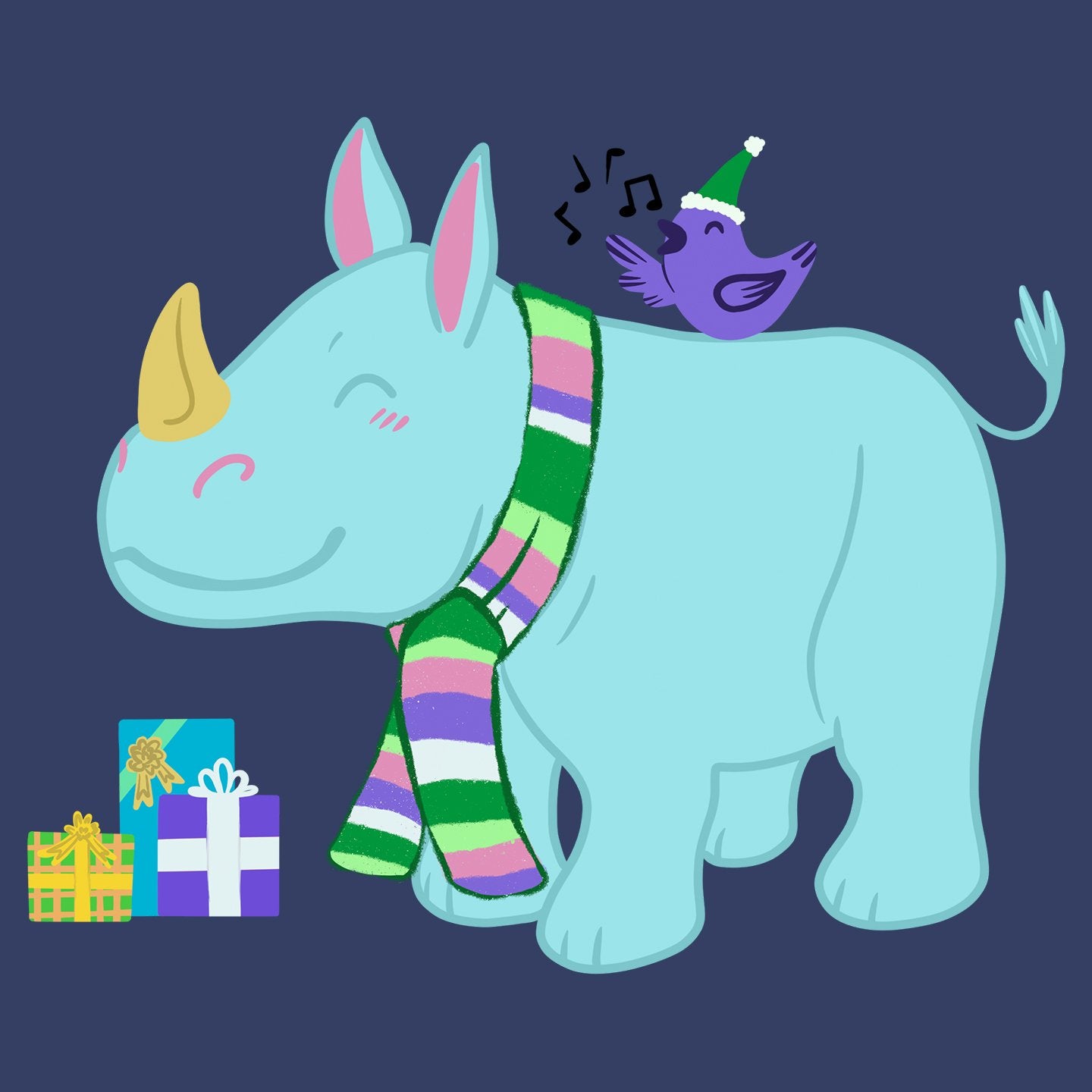 Christmas Rhino - Adult Unisex Long Sleeve T-Shirt