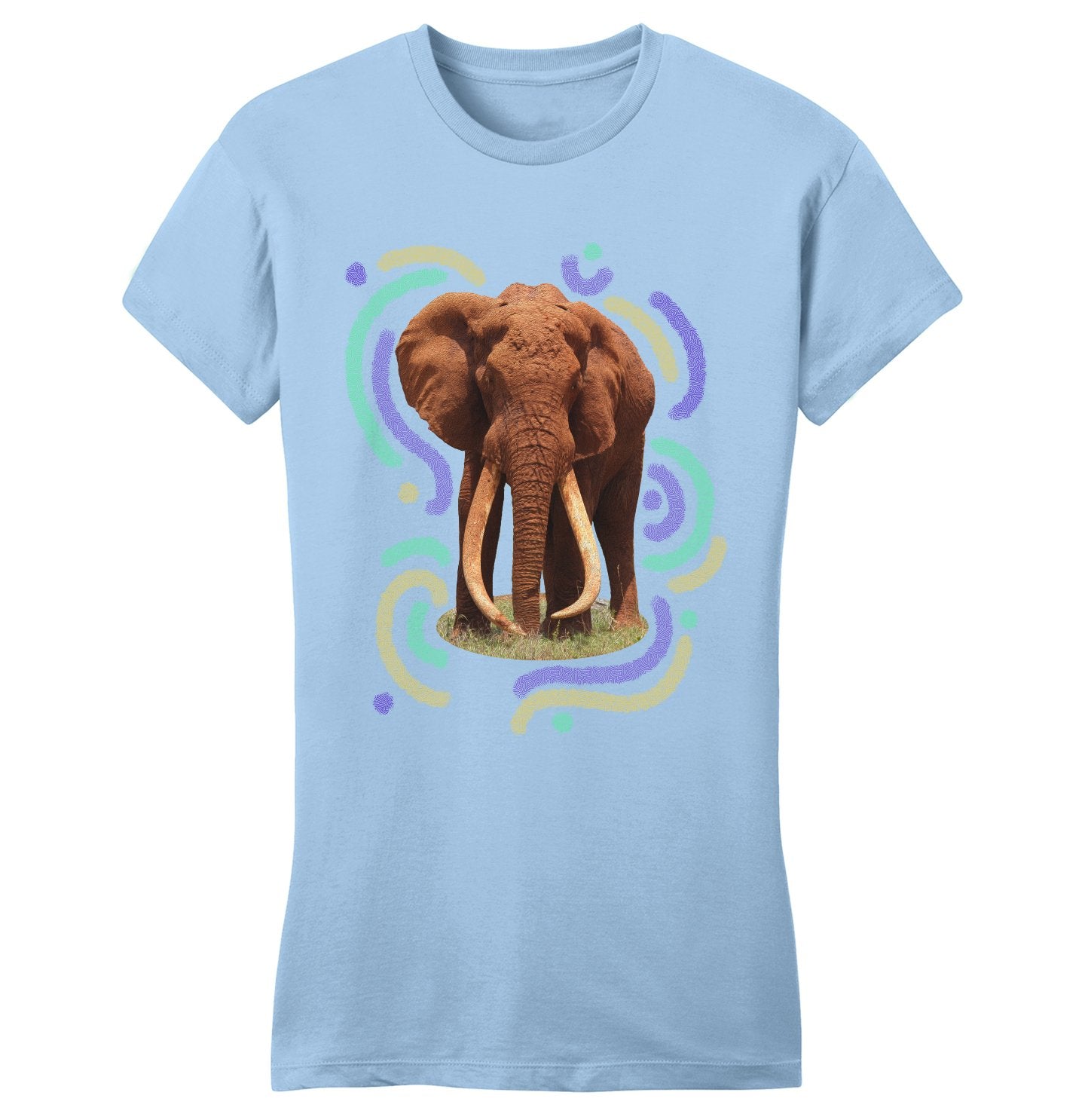 Wiggly Lines Elephant - Women's Fitted T-Shirt