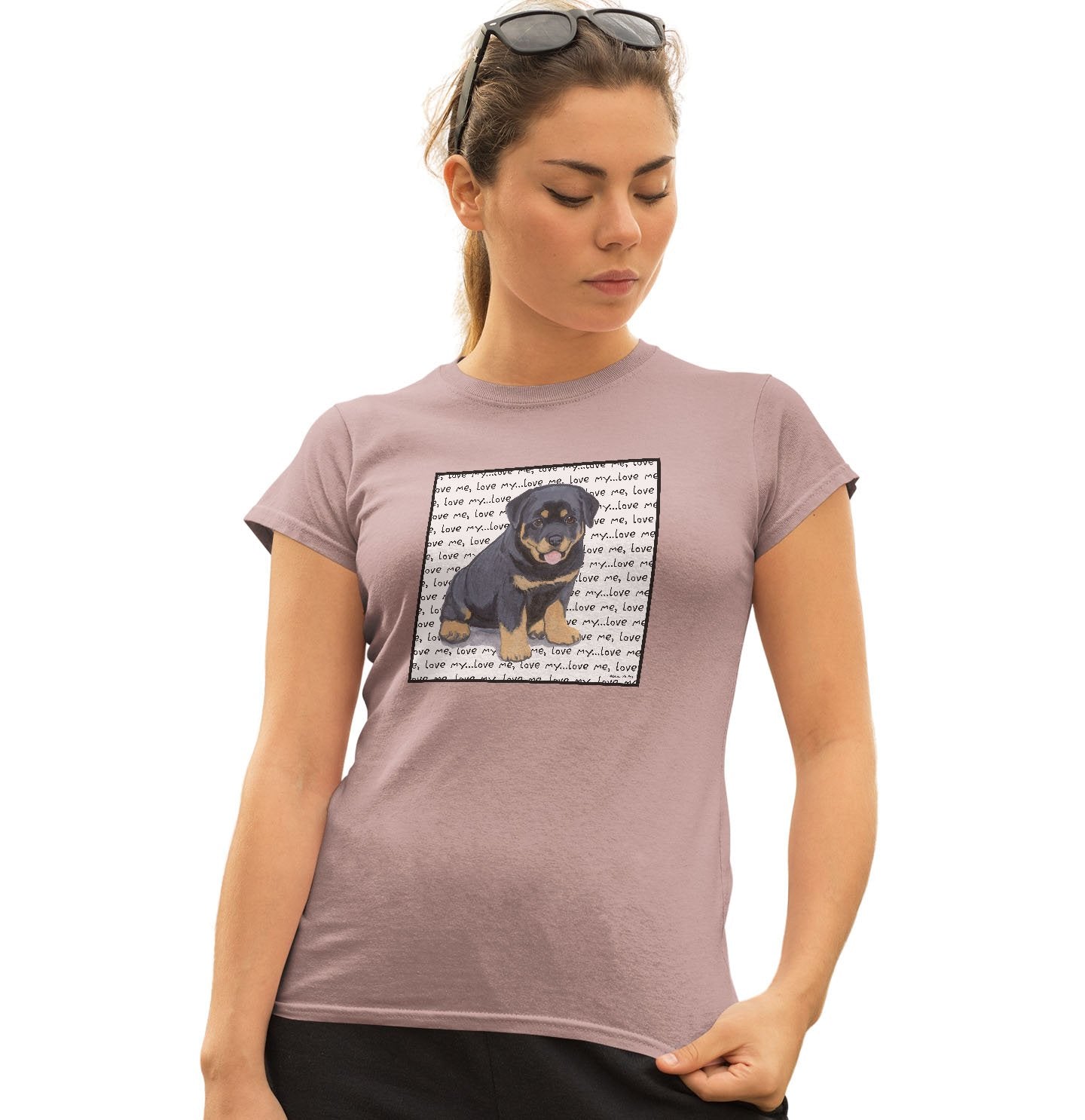 Rottweiler Puppy Love Text - Women's Fitted T-Shirt