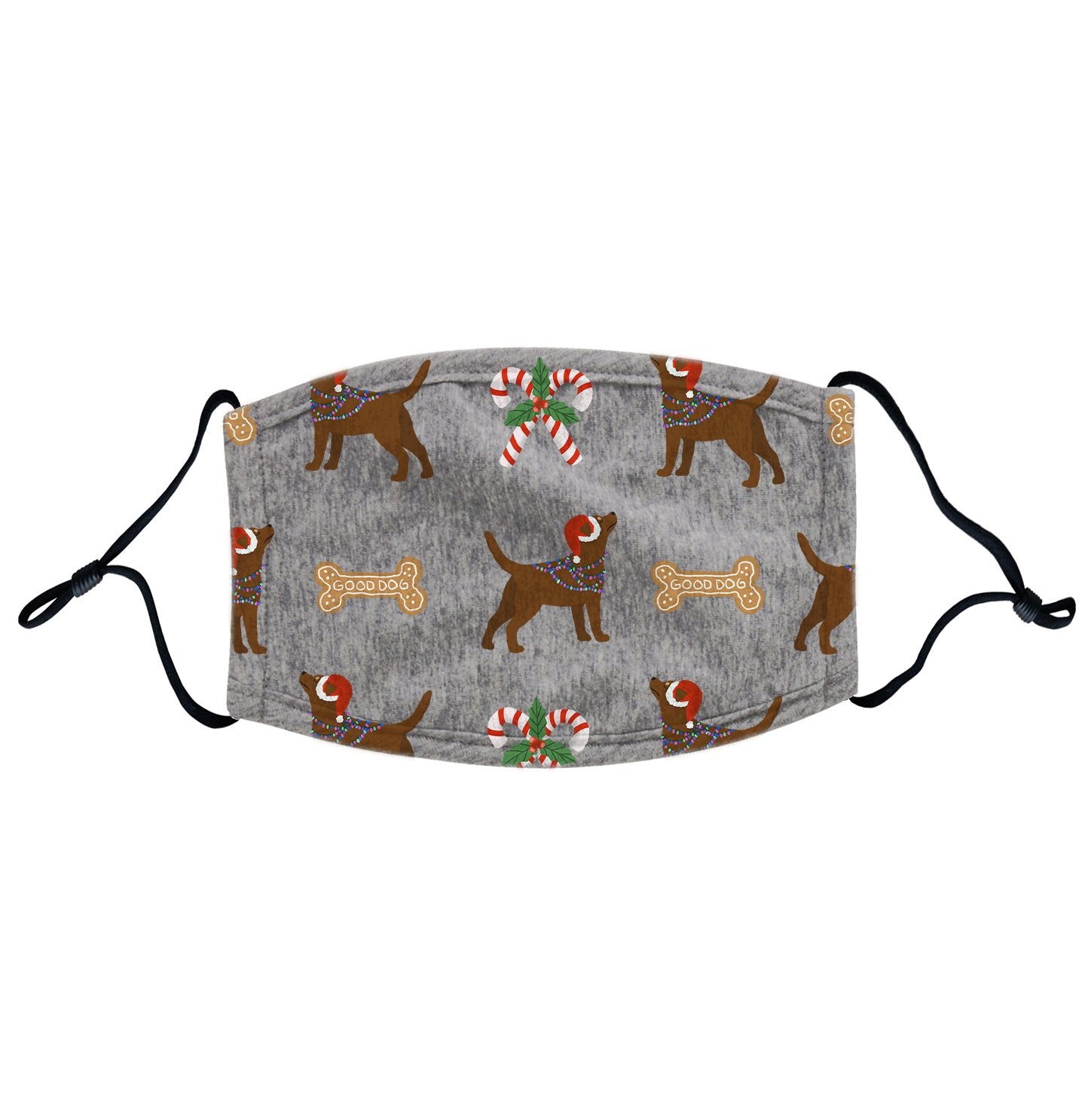 Christmas Chocolate Lab Pattern - Adult Adjustable Face Mask