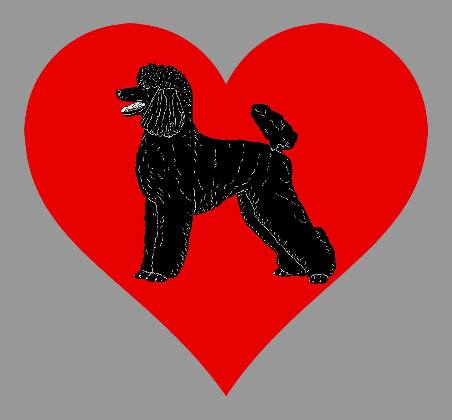 Black Poodle on Heart Left Chest - Women's Full-Zip Hoodie Sweatshirt