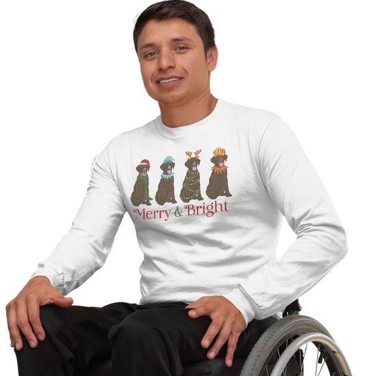 Animal Pride - Chocolate Lab Christmas Line Up - Adult Unisex Long Sleeve T-Shirt