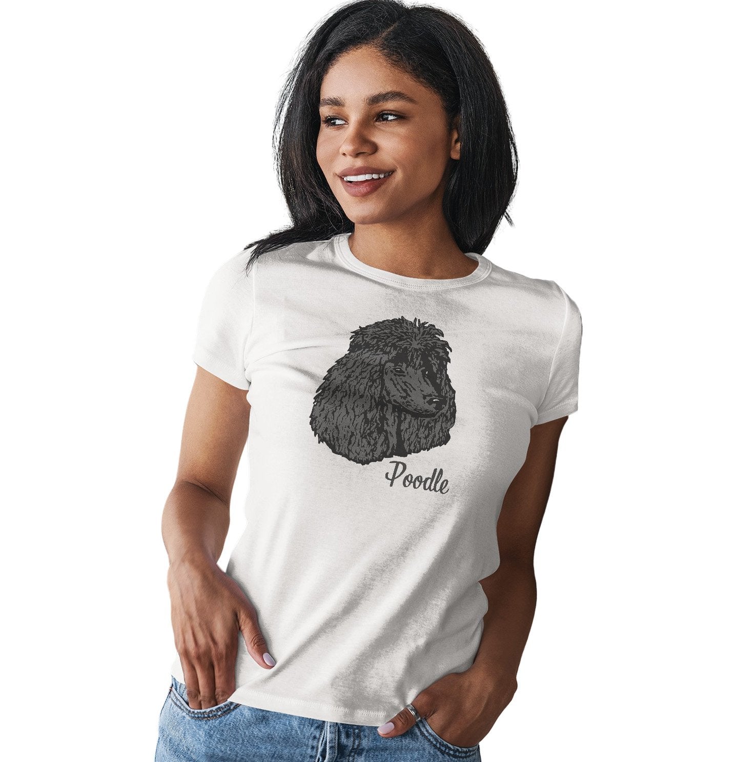 Black Poodle Headshot - Women's Fitted T-Shirt