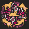 Yellow Labrador Pink Fleur Pattern  - Women's V-Neck T-Shirt