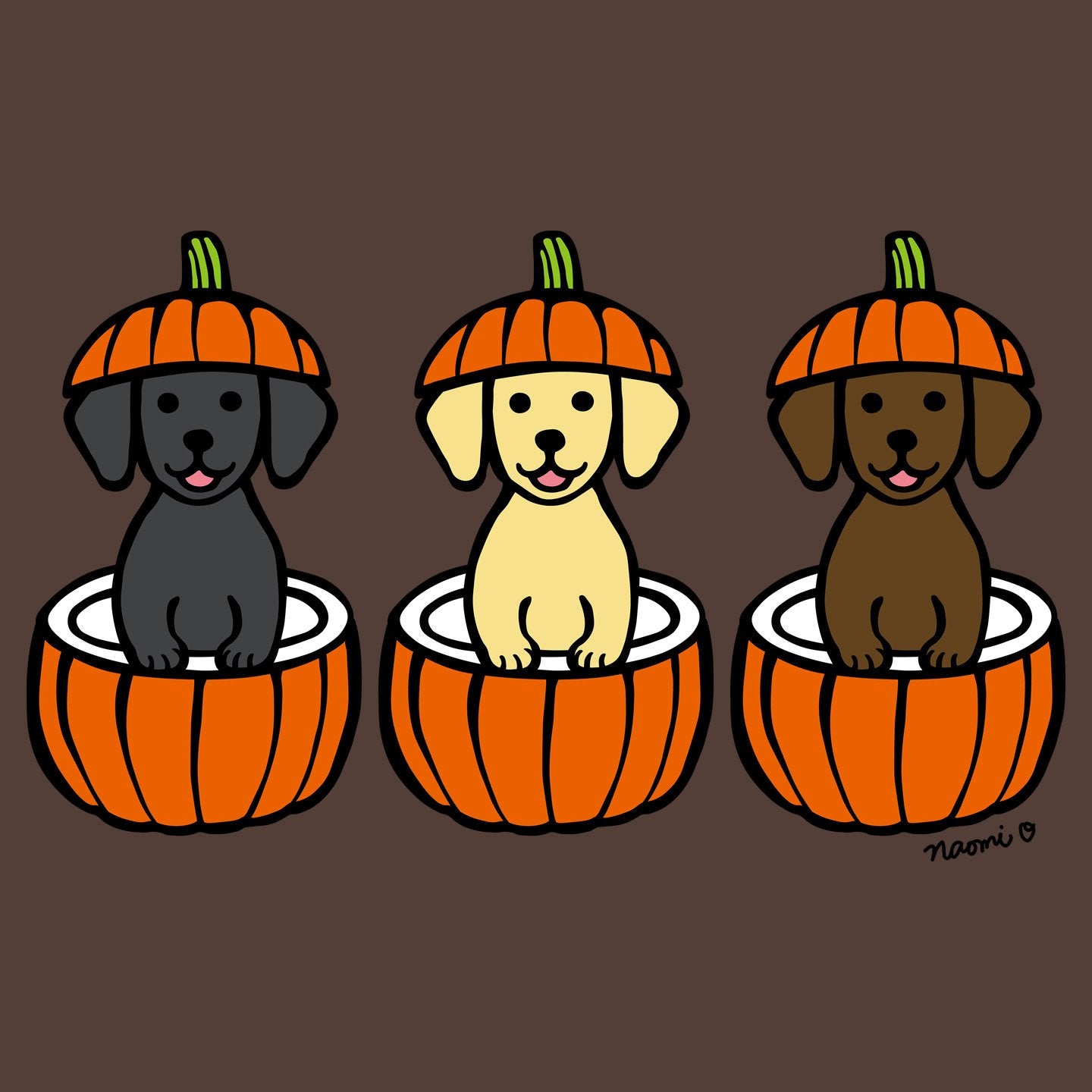 3 Pumpkin Lab Pups - Adult Unisex T-Shirt