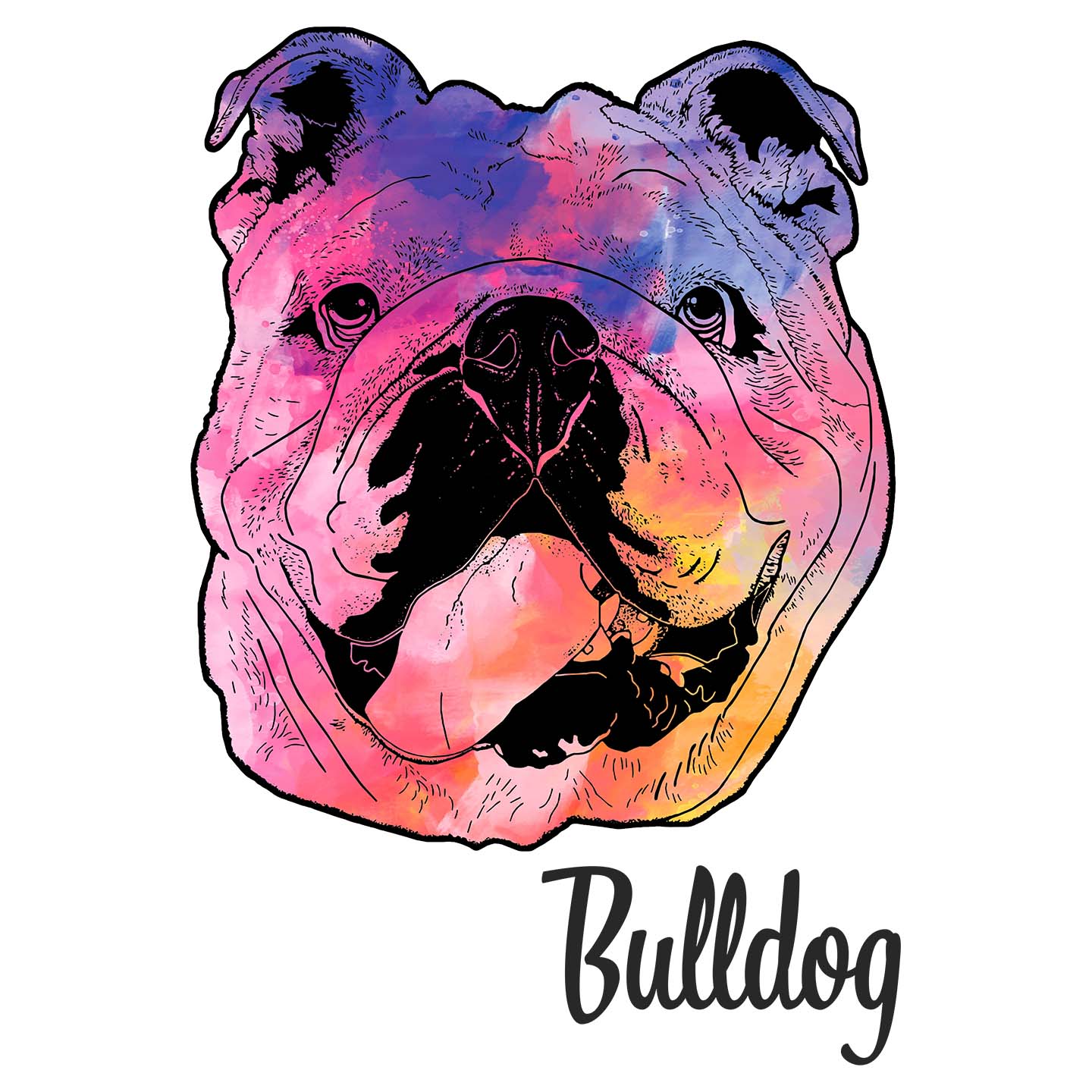 Colorful Bulldog Headshot - Adult Unisex Hoodie Sweatshirt