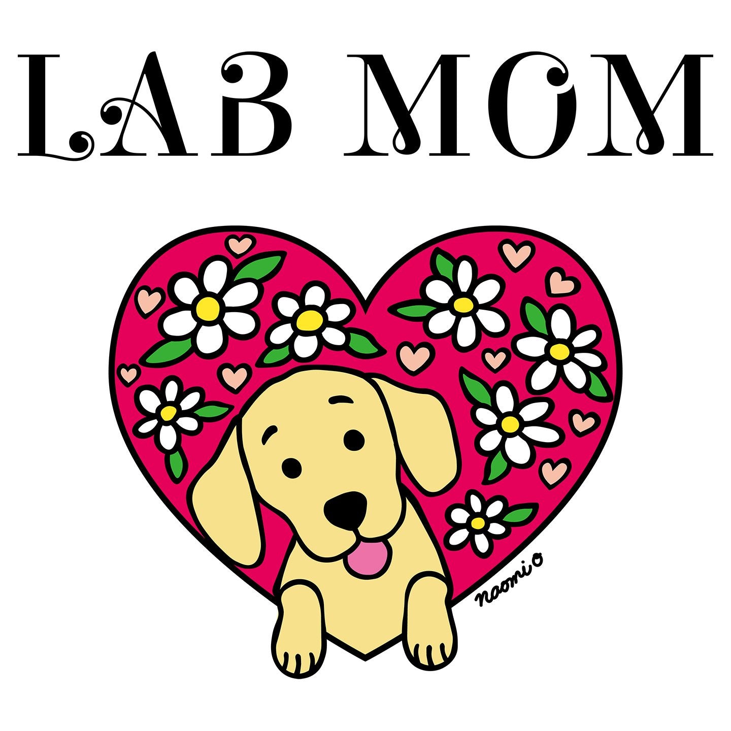 Flower Heart Yellow Lab Mom - Women's V-Neck Long Sleeve T-Shirt