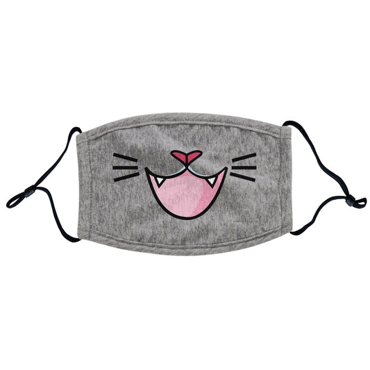 Cat Tongue and Whiskers Face Mask - Adjustable Ear Loops, Reusable & Washable, Cloth - Animal Pride