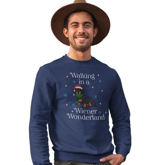 Animal Pride - Black Wiener Wonderland - Adult Unisex Crewneck Sweatshirt