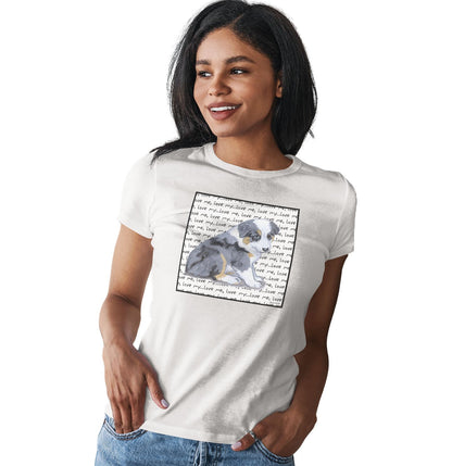 Australian Shepherd Puppy Love Text - Women's Fitted T-Shirt