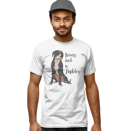 Animal Pride - Black & White Pit Bull Lover Not Fighter - Adult Unisex T-Shirt