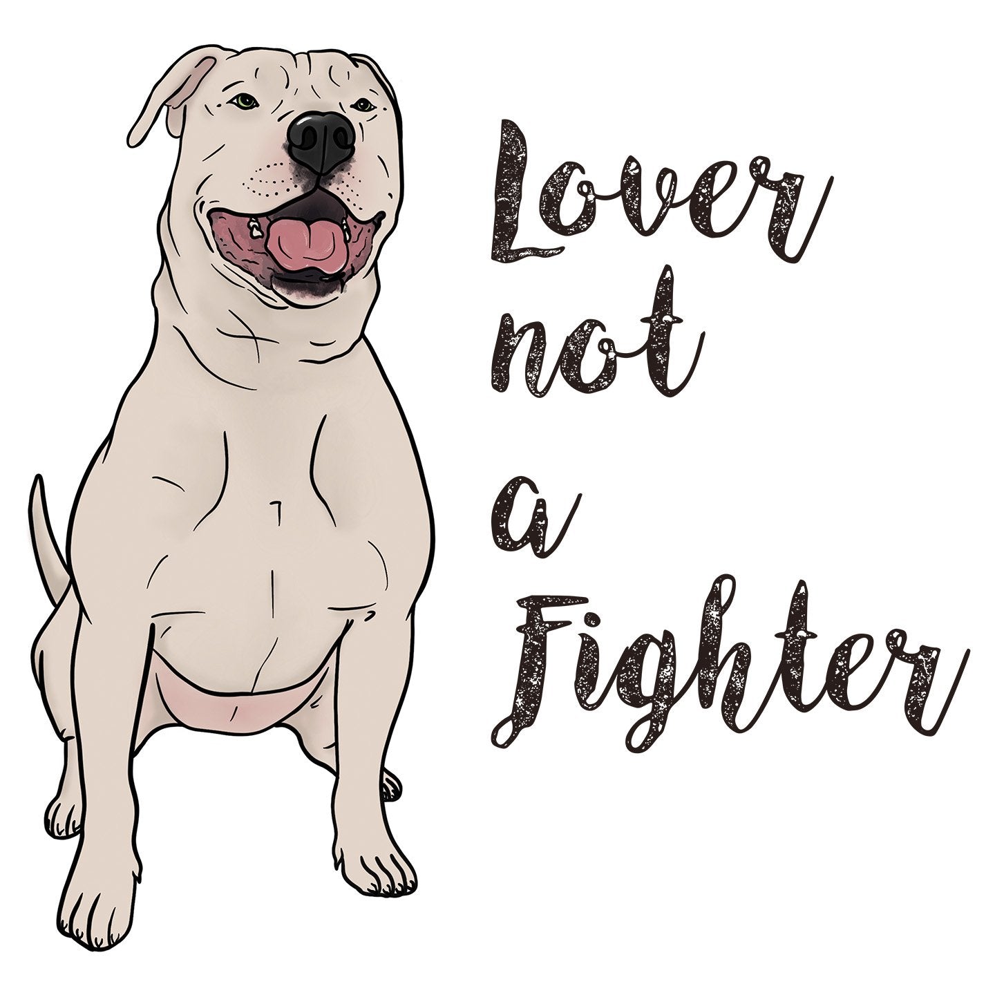 White Pit Bull Lover Not Fighter - Adult Unisex Long Sleeve T-Shirt