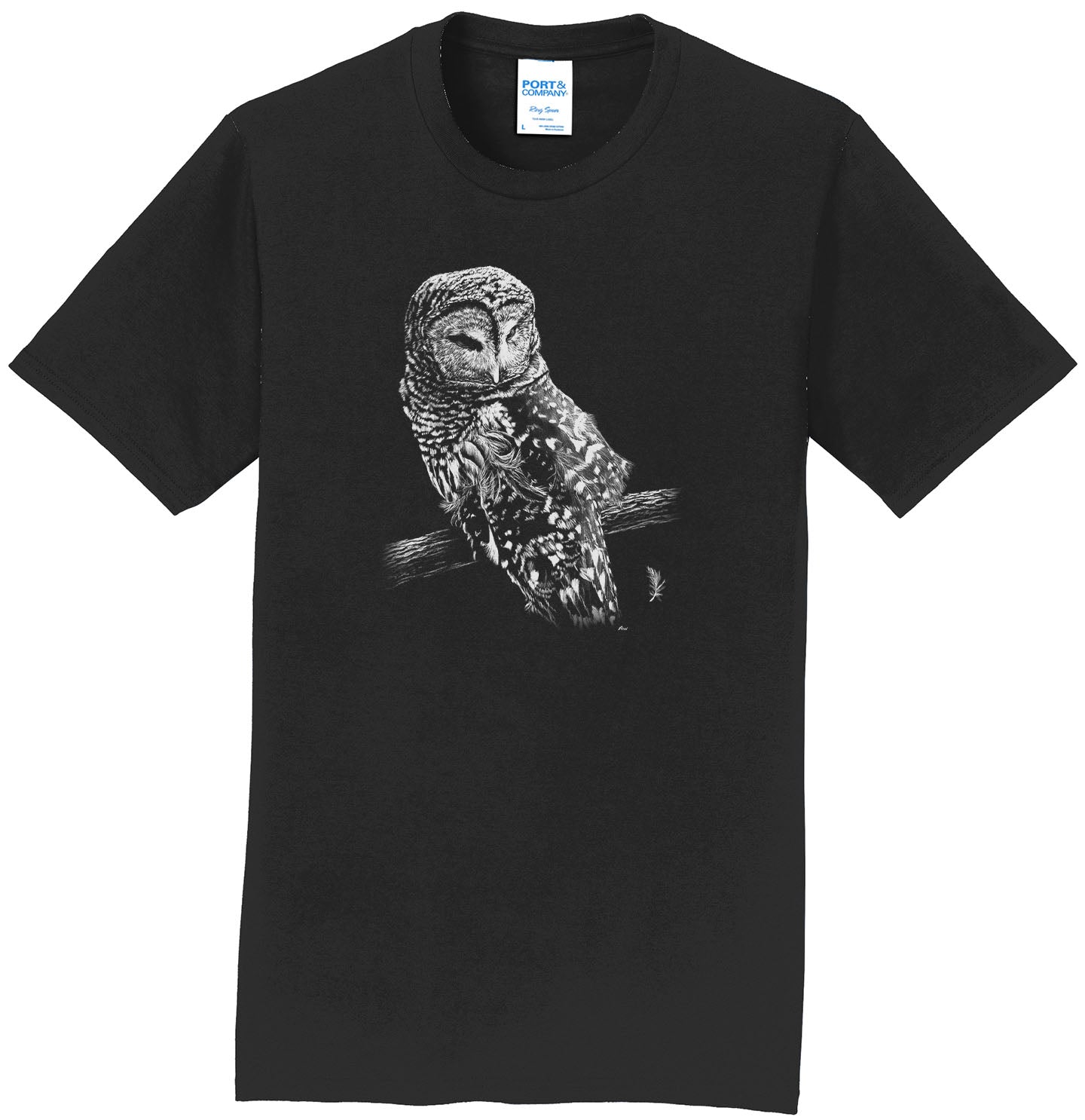 Barred Owl on Black - Adult Unisex T-Shirt