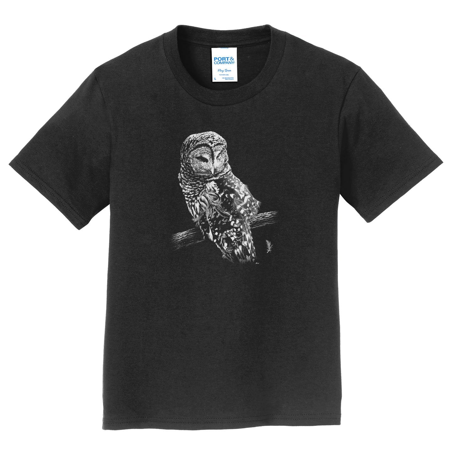 Barred Owl on Black - Kids' Unisex T-Shirt