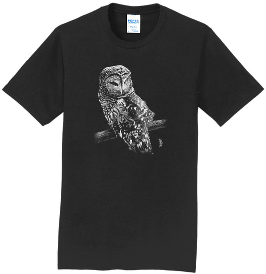 Barred Owl on Black - Adult Unisex T-Shirt