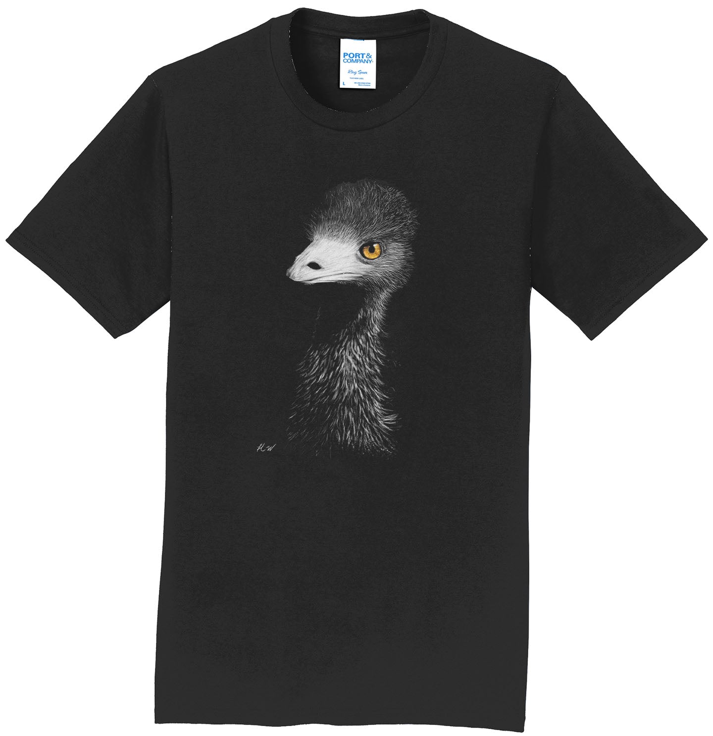 Emu on Black - Adult Unisex T-Shirt