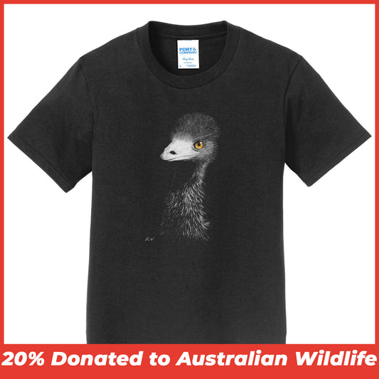 Emu on Black - Kids' Unisex T-Shirt