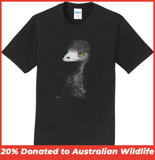 Emu on Black - Adult Unisex T-Shirt