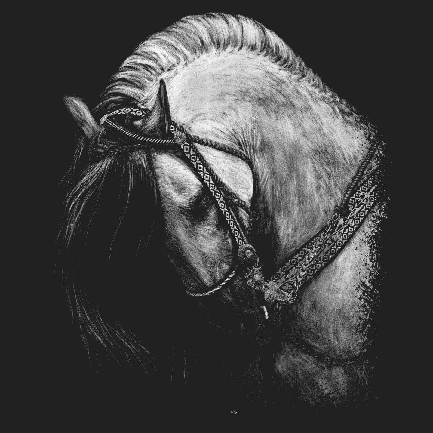 Horse on Black - Women's Fitted T-Shirt