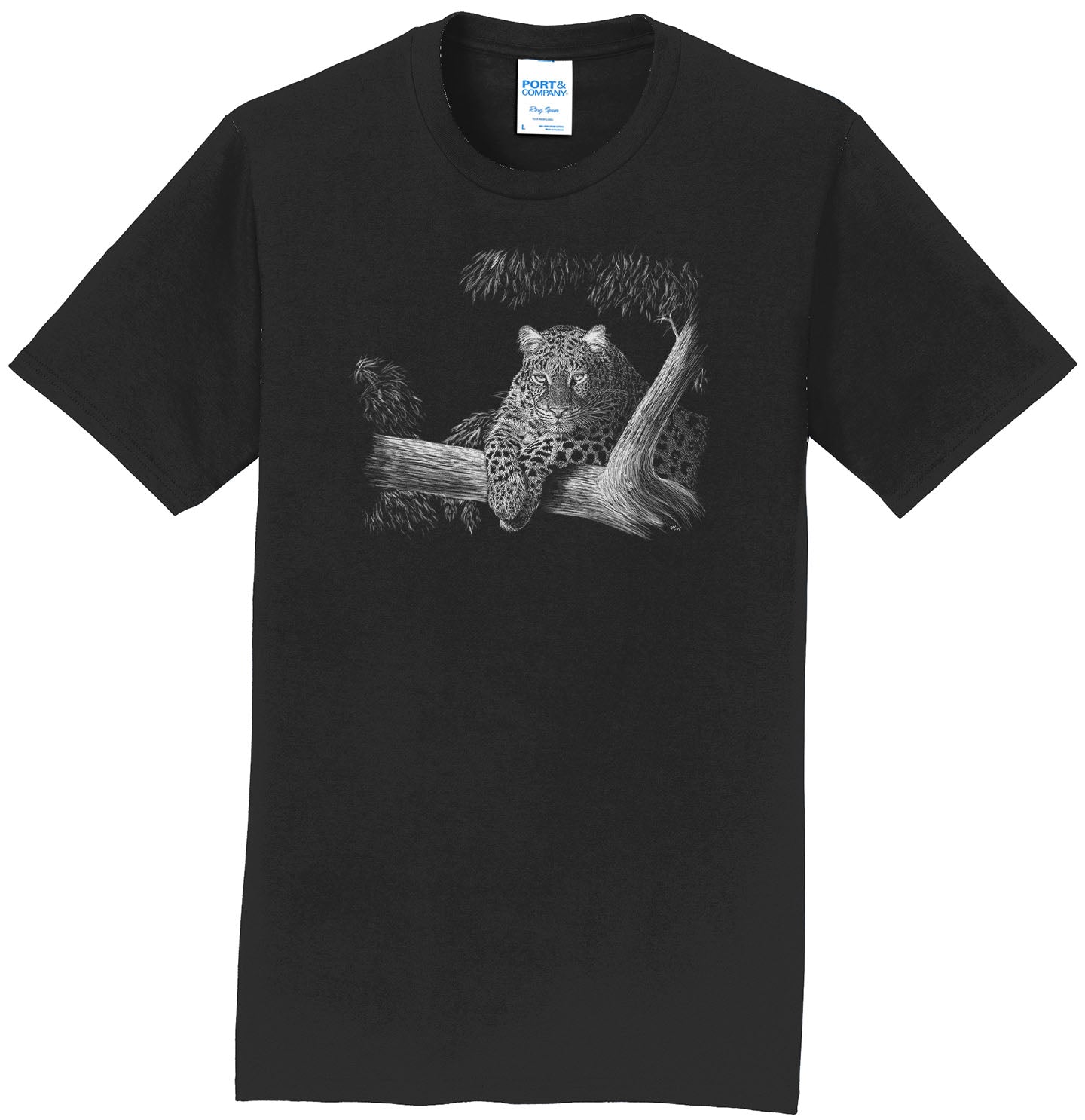 Leopard on Black - Adult Unisex T-Shirt