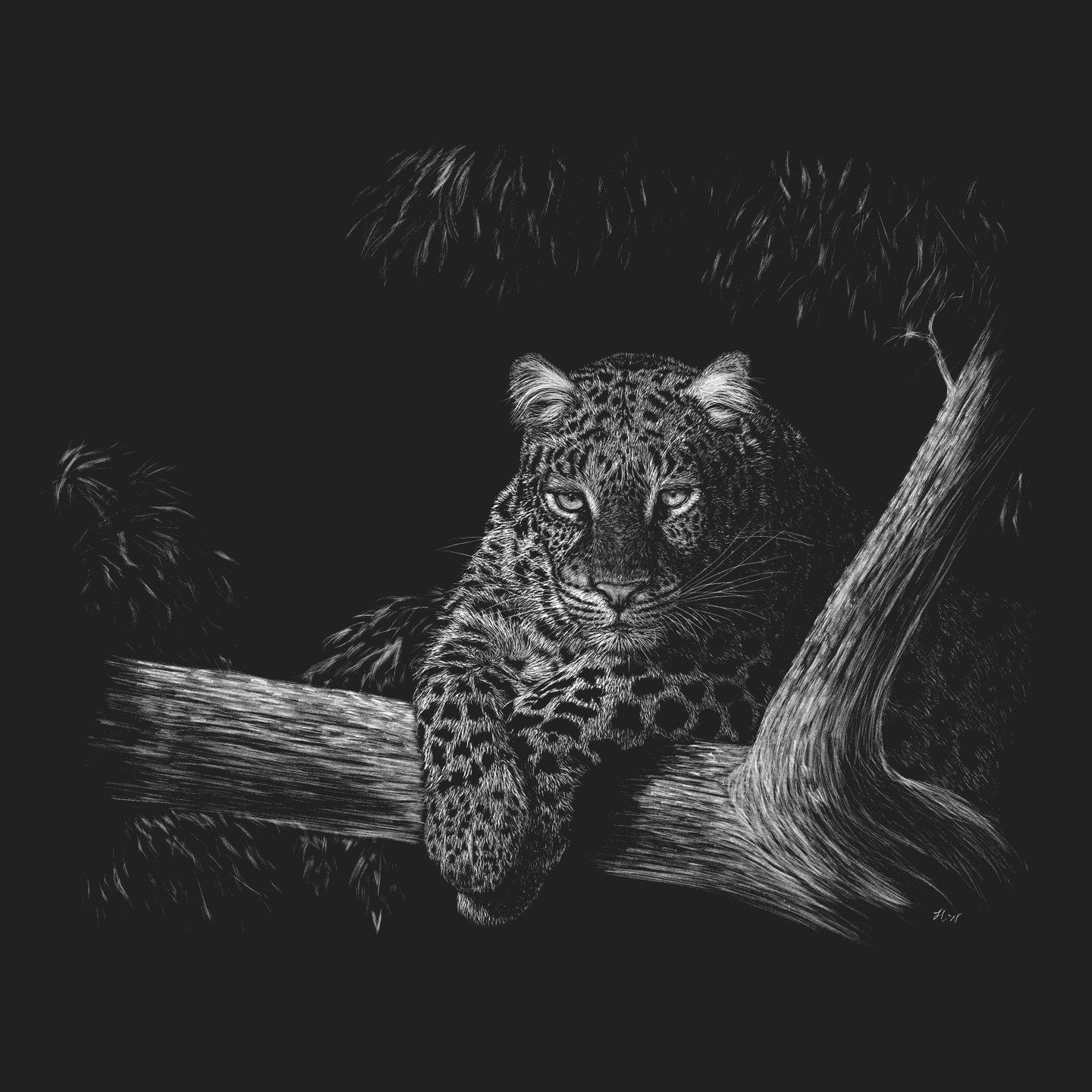 Leopard on Black - Women's Fitted T-Shirt