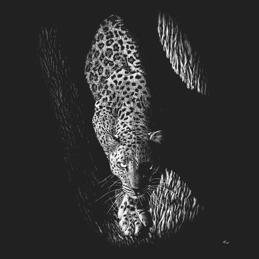 Leopard and Tree on Black - Kids' Unisex T-Shirt