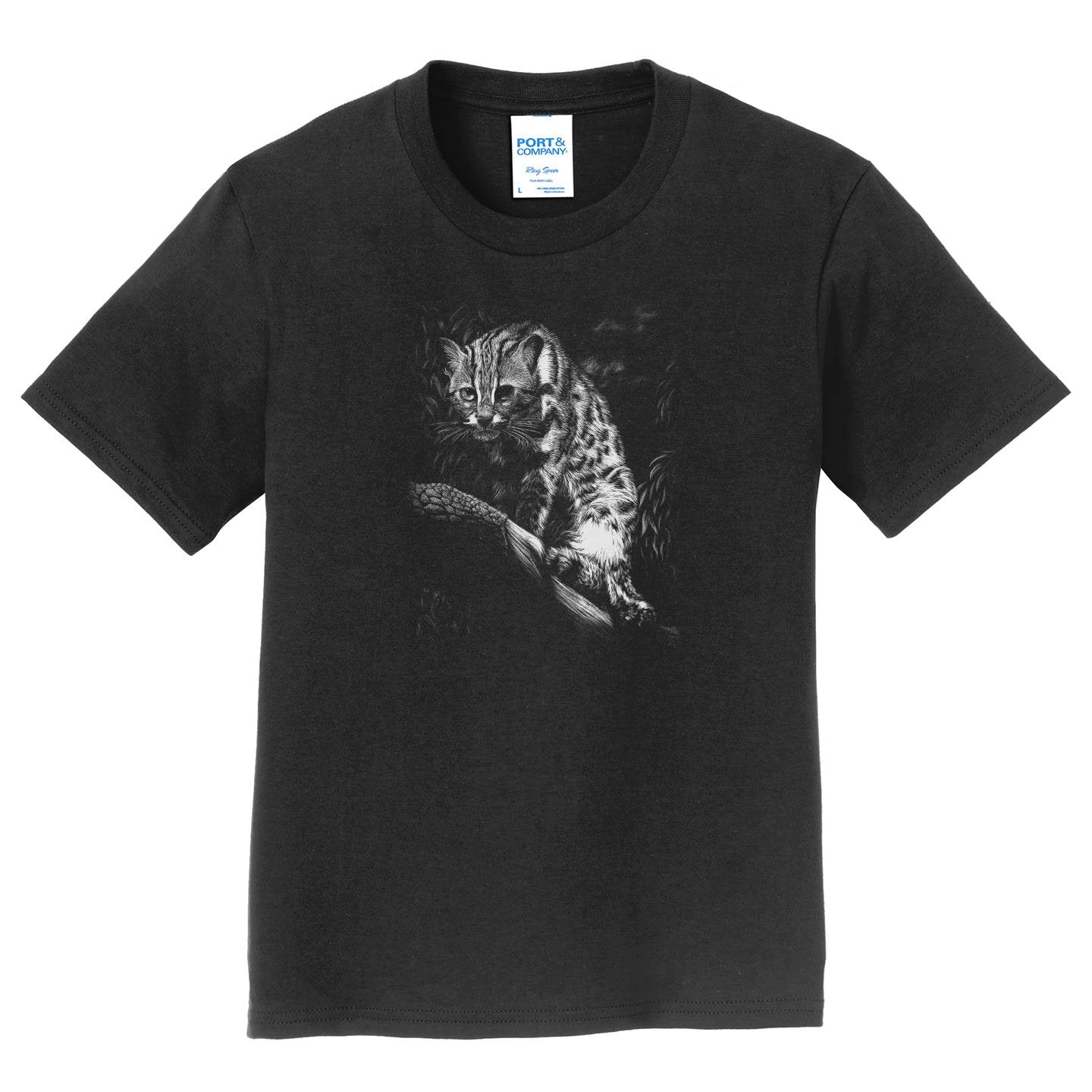 Leopardcat on Black - Kids' Unisex T-Shirt