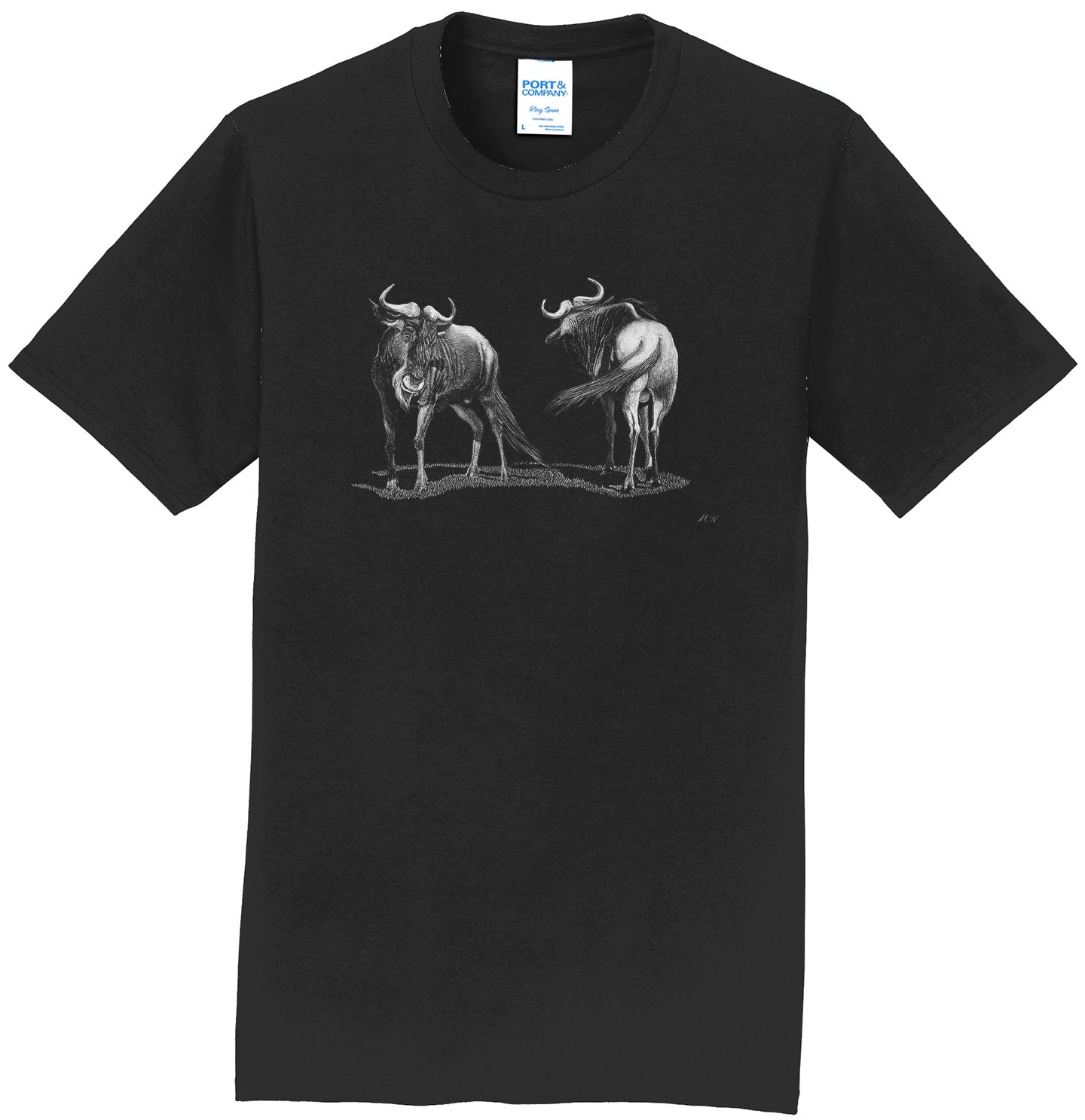 Wildebeest on Black - Adult Unisex T-Shirt