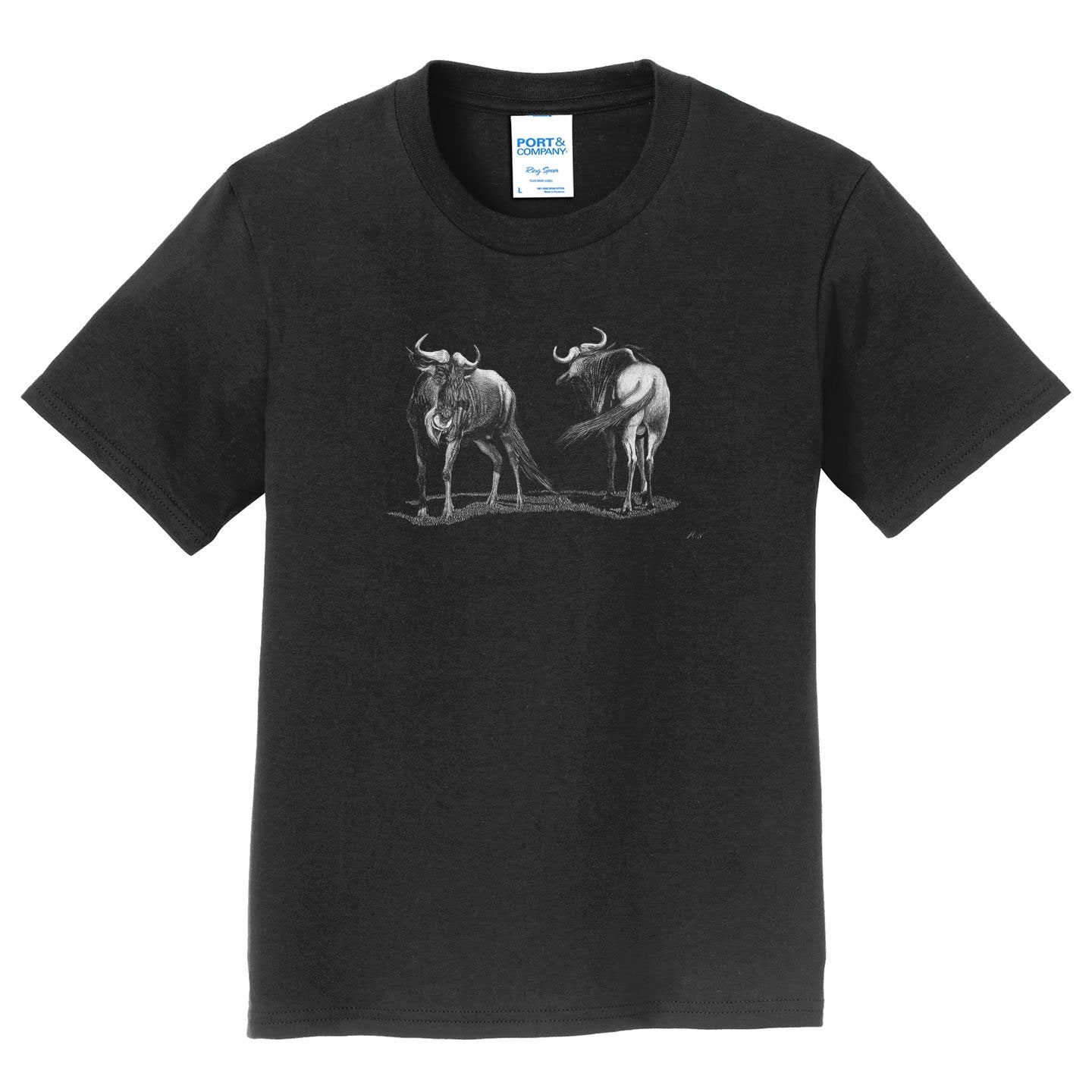 Wildebeest on Black - Kids' Unisex T-Shirt