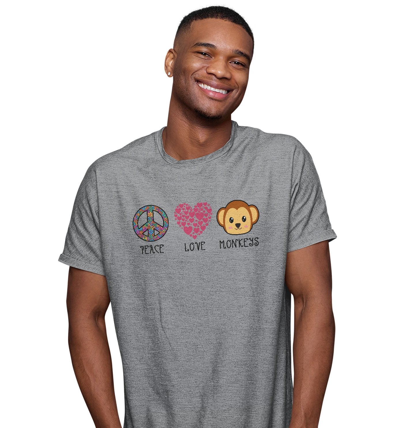 Peace Love Monkeys - Adult Unisex T-Shirt