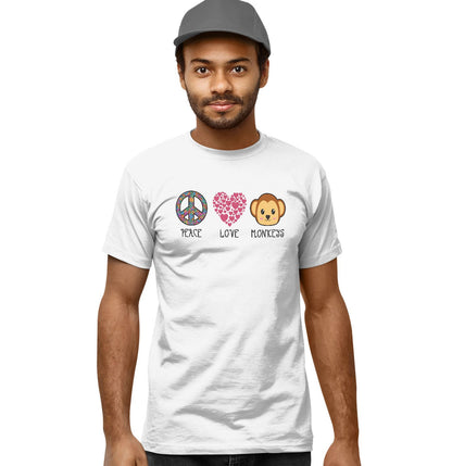 Peace Love Monkeys - Adult Unisex T-Shirt