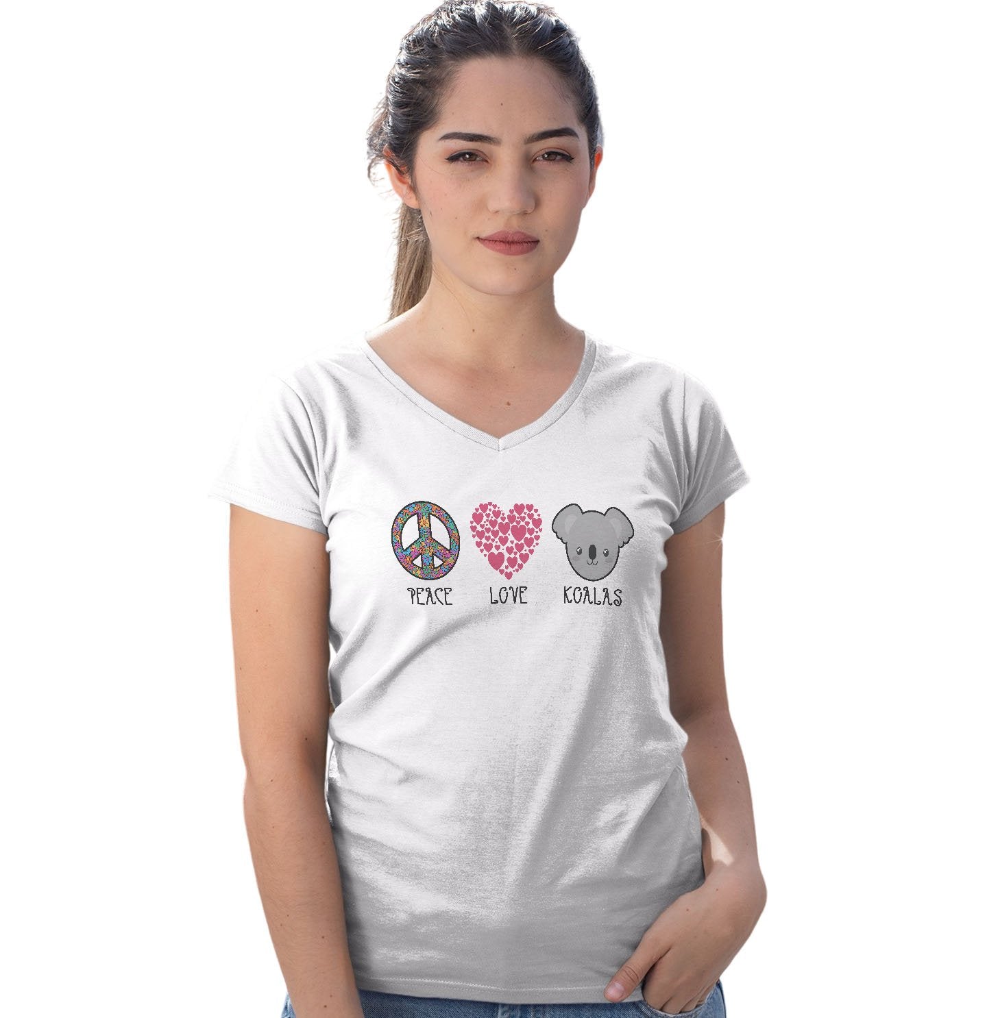 Peace Love Koala - Women's V-Neck T-Shirt