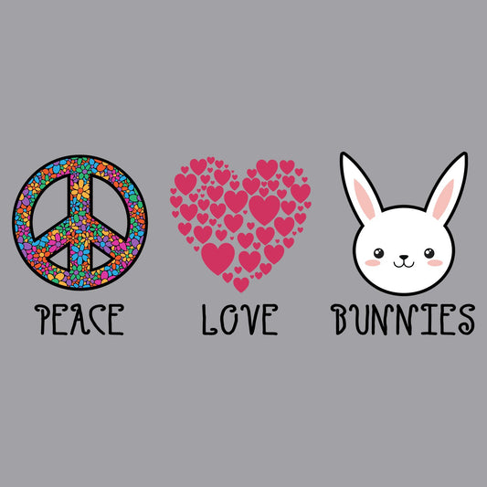 Peace Love Bunnies - Adult Unisex Hoodie Sweatshirt